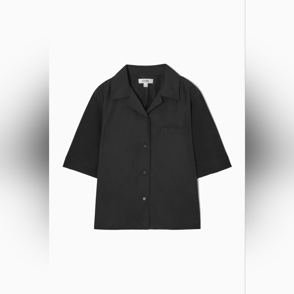 COS Shell Panel Bowling Shirt Size XS in black - Picture 2 of 14